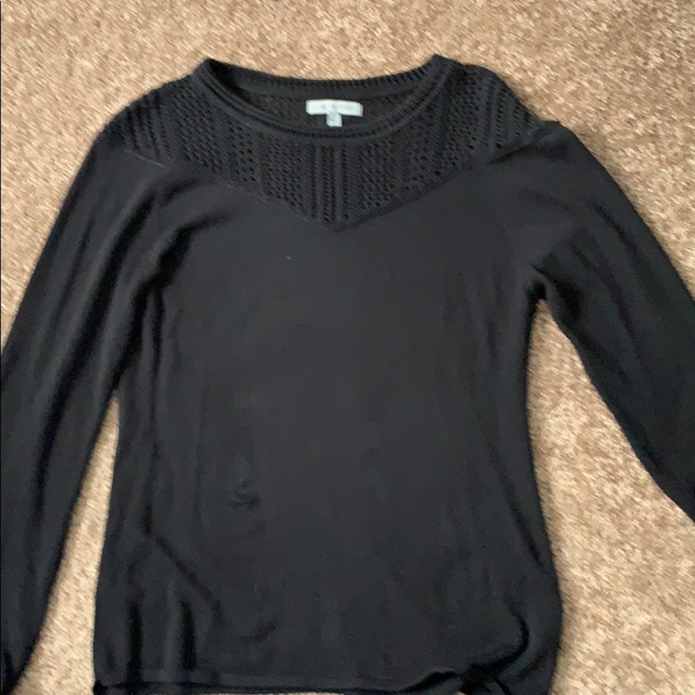 Black sweater with Lacey neckline